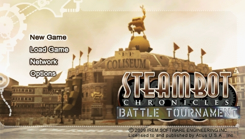 Steambot Chronicles: Battle Tournament title screen for PSP